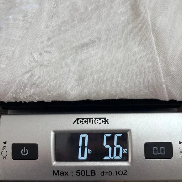 Caslon Coastal Boho XL White Beaded Scoop Neck Short Sleeve Burnout Cotton Tee - Picture 10 of 10